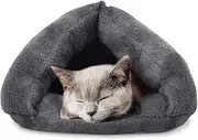 SUOXU Cat Bed, Machine Washable Warm Fleece Sleeping Bag Small Pet Cave Bed,Puppy Kitten Pet Indoor Snooze Sleep Soft Plush Calming Bed Tent House -Dark Grey