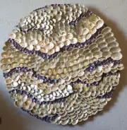 23" Handmade Abalone Shell And Purple Clam Shell Circle Artwork - One of a Kind