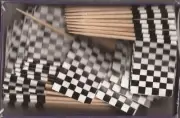 Box of 100 Checkered Toothpick Flags, 100 Small Mini Checkered Flag Cupcake Pics