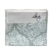 Sky Woodblock Flora 3 Piece King Size Comforter Cover Color Gray New