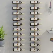 Wall-mounted Wine Rack for 10 Bottles 2 pcs Gold Metal vidaXL