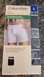 NEW 3-Pk Calvin Klein Ultimate Comfort Viscose Bamboo Boxer Brief - Grey/Black L