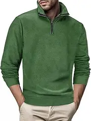 [Generic] Men's Sweatshirt Quarter Zip Cargo Pullover Stand Collar Sweater Workout Gym Sports Running Outdoor Blouse Plain Sweatshirts Men