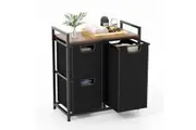 Giantex Laundry Hamper Dirty Clothes Basket Organiser w/3 Removable Bags Laundry Sorter Black