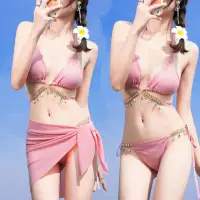 在飛比找蝦皮購物優惠-2024新款游泳衣女分體比基尼bikini三件套韓國性感人魚