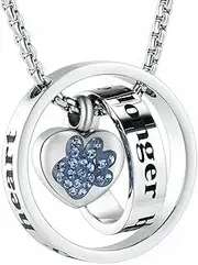 DOTUIARG No Longer by My Side,Forever in My Heart Stainless Steel Cremation Urn Necklace for Ashes for Pet Memorial Jewelry
