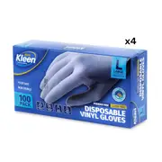 Xtra Kleen 400PCE Disposable Vinyl Gloves Latex & Powder Free Food Safe Large