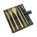 1 Set Portable Bamboo Travel Cutlery Eco-friendly Fork Spoon Flatware Camping