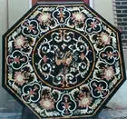 30" black Marble Dining Coffee Center side Table Top inlay malachite antique t11