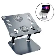 Foldable Adjustable Laptop Stand with Double Cooling Fan-Grey