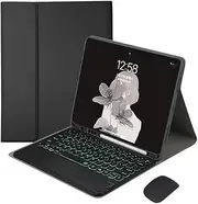Jarttarn Keyboard Case Compatible with iPad Air 13 Inch 2024 (Model Number: A2903, A2904) with Pen Holder,7 Color Backlit Keyboard with Touchpad + Mouse,PU Stand Cover for iPad Air 13 (Black)