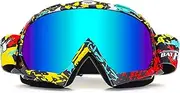 JSHshield Ski Goggles,UV Protection Anti-Fog Snow Goggles,Motocross & Mountain Bike Goggles,Motorcycle Goggles for Men Women Adult Youth,MX and ATV Racing Protective Eyewear