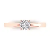14K Rose Gold Solitaire Promise Ring, 0.5 ct Round Cut Simulated Diamond