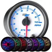 GlowShift White 7 Color Tachometer Tach RPM Gauge 52mm - GS-W710