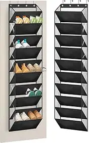10 Tier Clear Over the Door Shoe Organizer Storage, Deep Pockets Large Hanging Shoe Rack for Closet Door, Fit 20 Pairs Shoe Holder Hanger for Sneakers, Boots (Black)