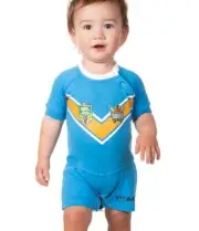 GOLD COAST TITANS NRL TEAM SHORT SLEEVE FOOTYSUIT BABY INFANT ROMPER - 00