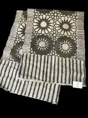NWT Batik Table Runner 104” X 21” Gray Beige Design Fabric Piece Handmade