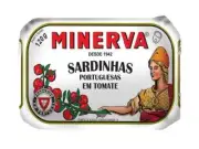 4 x Sardines Portuguese Cans in Tomato Sauce Minerva Portugal 4 x 120g / 4.23 Oz