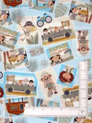 Safari Adventure Snapshot Toss Fabric By The Yard Greta Lynn Cotton Benartex