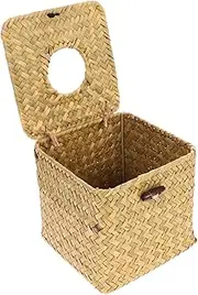 HOOTNEE Box Square Wicker Tissue Box Willow Woven Tissue Holder for Home Office and Car Stylish Napkin Case for Modern Decor Reusable Towel Storage