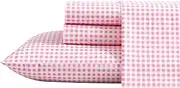 Poppy & Fritz - Queen Sheets, Cotton Percale Bedding Set, Crisp & Cool, Lightweight Home Decor (Gingham Plaid Pink, Queen)