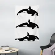 Black White Tapestry Orca Killer Whales Print Wall Hanging Decor