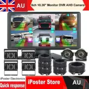 4K 10.36" IPS Monitor DVR 6 AHD 1080P Rear View Reverse Camera For Truck BUS Van