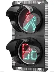 Traffic Signal,300 Mm Twin-light Pedestrian Signal, housing Made Of PC Material, Hydrophobic Design, Waterproof And Dustproof IP55, LED Light, Snap-on Sunshade, (Color:Dynamic Green Man/Pen Countdown)