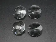 25 Clear Crystal Octagon Bead Connector 16mm 2 Hole Prisms Chandelier Chain Part