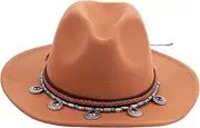 [WOFASHPURET] Flat-Edge Woolen Jazz Hat for Women Wide Brim Cap Women Retro British Style Hat Khaki
