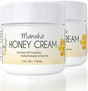 Manuka Honey Cream for Face and Body, Certified Active 16+, Organic Aloe Vera, Helps Relieve Dry Skin, Eczema and Psoriasis by Deluvia Skincare (2 Pack)