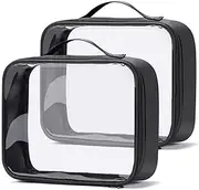 [Sightor] Clear Makeup Bag, 2Pcs TSA Approved Toiletry Bag Air Travel Cosmetic Bag Quart Size PVC Travel Toiletries Bag for Women Men
