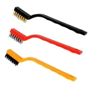 3 Piece Heavy Duty Mini Wire Brush Set, Nylon, Brass & Steel Bristle Brushes