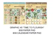 GRAPHIC 45 "TIME TO FLOURISH" 8X8 PAPER PADS CALENDAR RETIRED SCRAPJACK'S PLACE