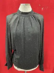 ANNE KLEIN BLOUSE/SIZE XL/NEW WITH TAG/RETAIL$119/BLACK/RHINESTONE/CHIFFON