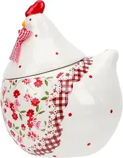 Alipis Chicken Cookie Jar, Ceramic Floral Rooster Cookie Jar Storage Jar with Airtight Lid, Thanksgiving Cracker for Kitchen Easter Autumn Candy Cookies Chips Snacks