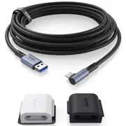 Kiwi Design For META Oculus Quest 2/3/3S/ Pico 4 Link Cable 16FT / 5M Long Black Colour with Cable Clip Accessories - Enhanced Support [QL105/HJT-442]