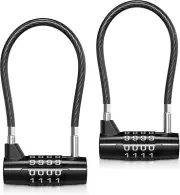 4 Digit Combination Padlock, 6.9 Inch Long Shackle Padlock with Steel Cable Rope