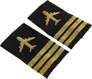 GETAJGHSD 2pcs Pilot Epaulets Lightweight Uniform Bars Sliders for Cosplay Realistic Appearance Cloth Material for DIY Projects for Young Airlines Pilot Enthusiasts