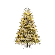 Costway 1.8M Christmas Tree 1022 Tips PE Xmas Tree Hinged Snow Flocked Decoration Home Shop Decor w/350 LED
