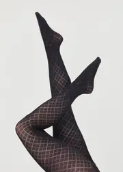 [Taking Shape] Taking Shape Black Opaque Diamond Tights in Black - Women's Accessories Black