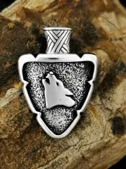 925 Sterling Silver Wolf Pendant • Howling Wolf Design • Navajo Handmade
