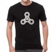 Zeekio Spinsanity Tee Shirt - Black with White Fidget Spinner with Gerbil
