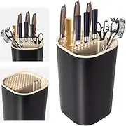 Ninonly 4-in-1 Knife Block Without Knives, Universal Knife Block Without Knives, Black with Storage Space for Scissors, Sharpening Bar, Knife Holder, Kitchen Utensil Holder, Knife Block Holder for All