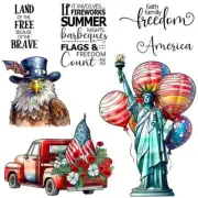 July 4th Statue of Liberty Land of the Free Brave Metal Cutting Dies Clear Stamp