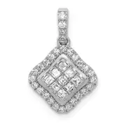 14k White Gold 1/2ct. Real Diamond Cluster Pendant