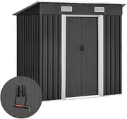 Giantz Garden Shed 1.94x1.21m Grey Storage Box, Greenhouse Outdoor Workshop Home Shelter Tool Shade Green House, Sloped Flat Roof Double Sliding Doors Corrosion Resistant