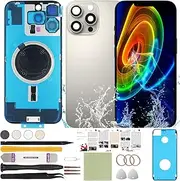 Back Screen Glass Cover Replacement Compatible with iPhone 16 Pro Max All Carriers 6.9" + Pre-Installed Plate and Camera Frame + Professional Tools (Natural)