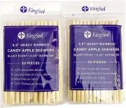 Natural Bamboo Wood Candy Apple Skewers, Sticks, 5.5 Inch X 6.5Mm 2 Packs of 50