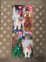 Set Of 4 Ty NIB McDonald’s Beanie Babies Britannia,Erin,Glory & Maple W/ Tag Err